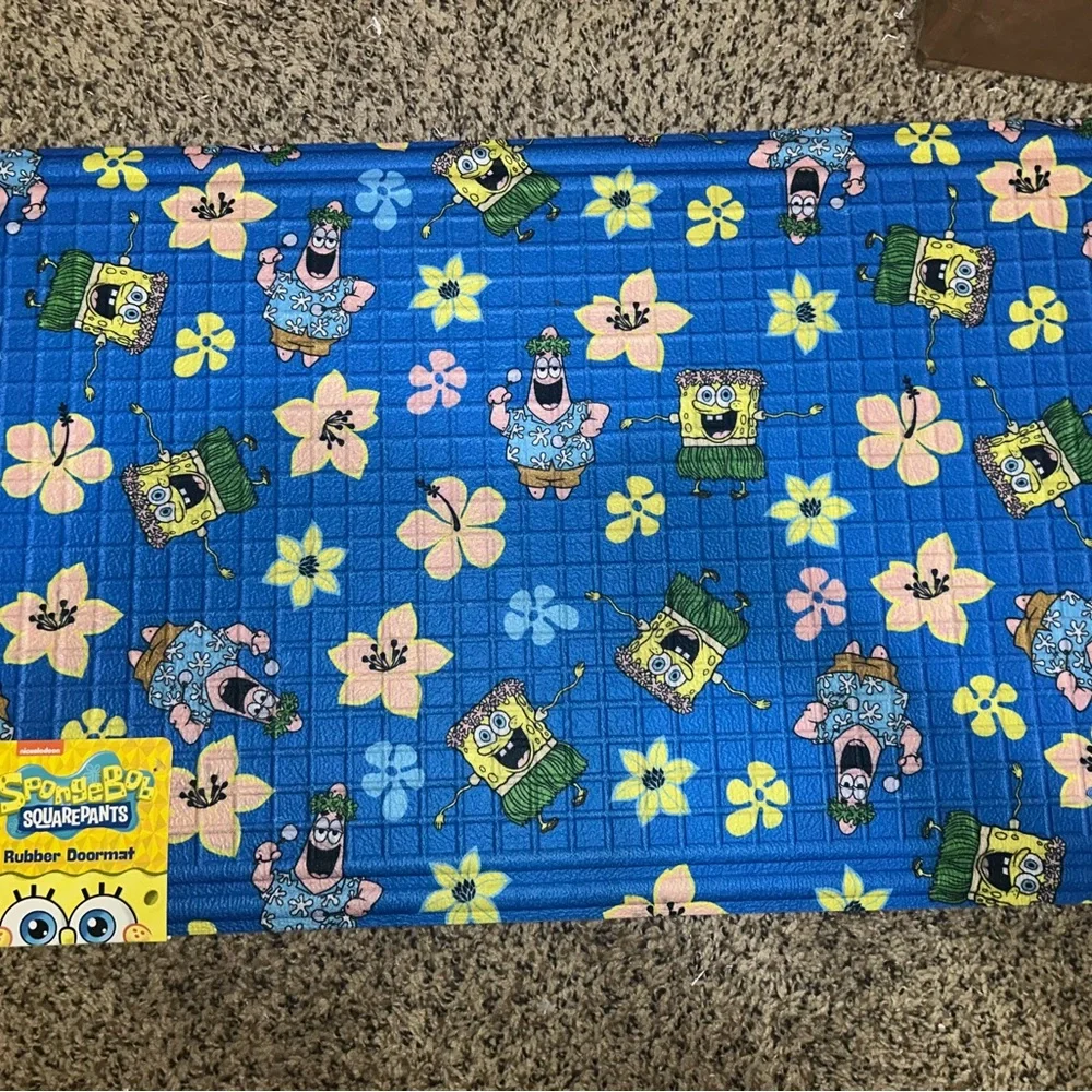 SpongeBob SquarePants Blue Floral Doormat